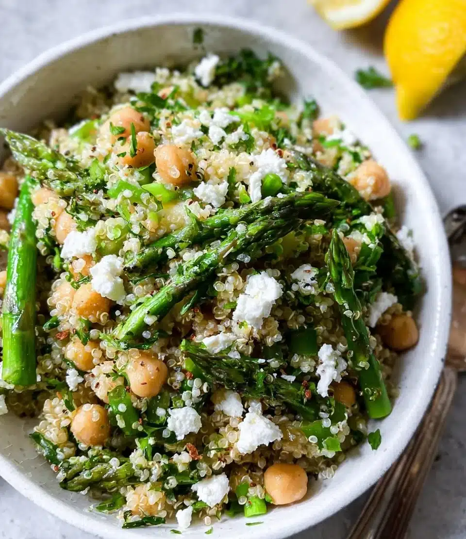 Asparagus and Chickpea Quinoa Salad with Feta