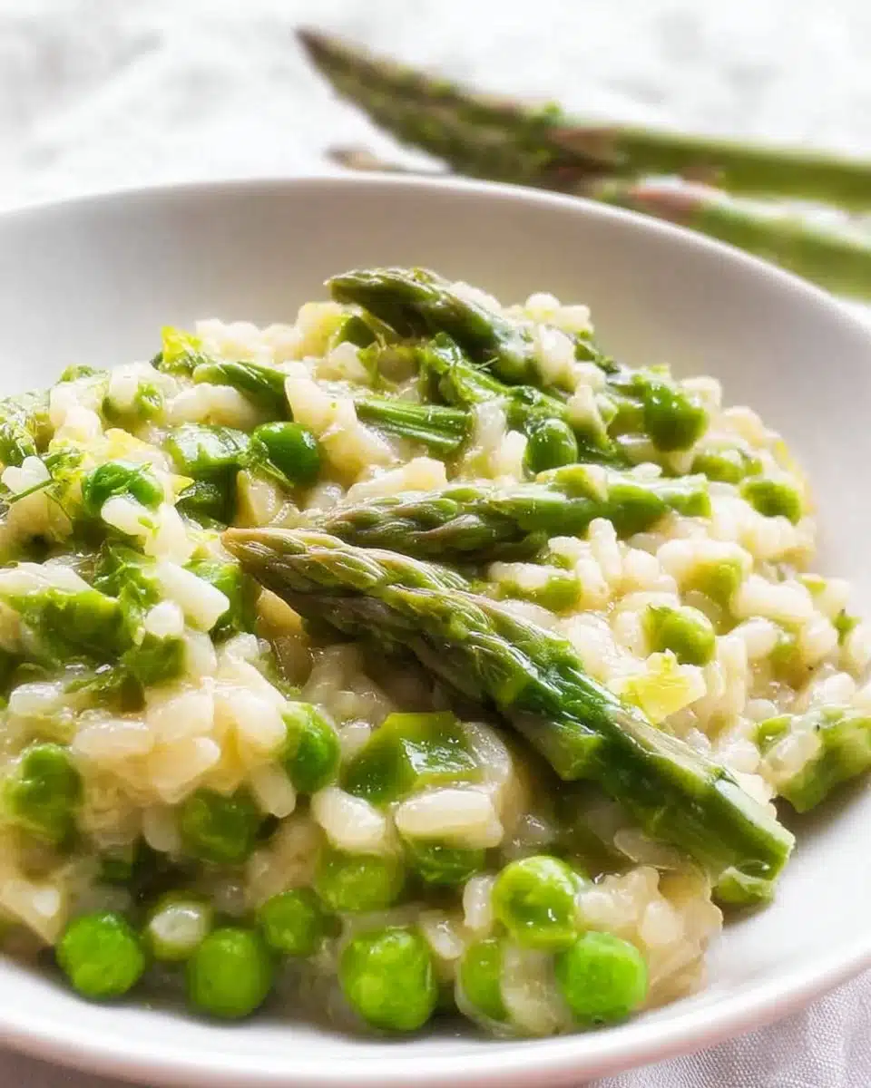 Asparagus + Pea Risotto (without wine)