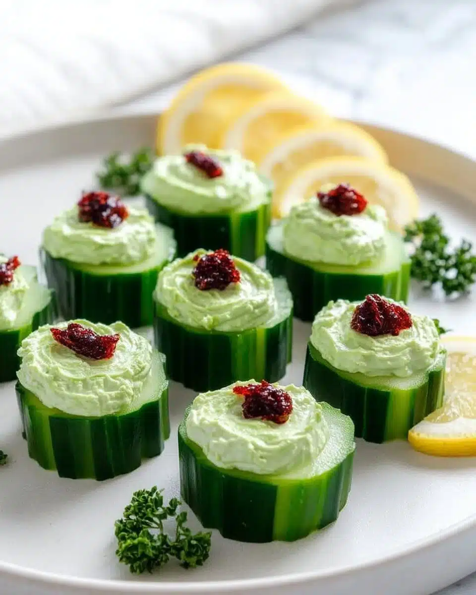 Easy Avocado Goat Cheese Cucumber Appetizers
