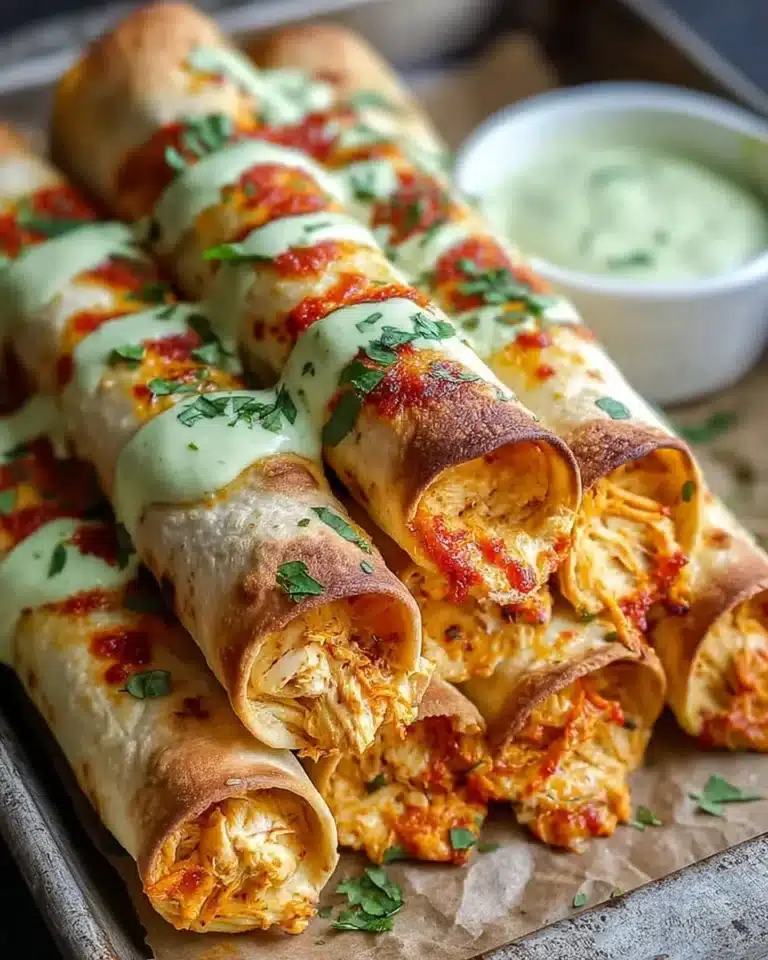 Baked cream cheese chicken taquitos served on a plate