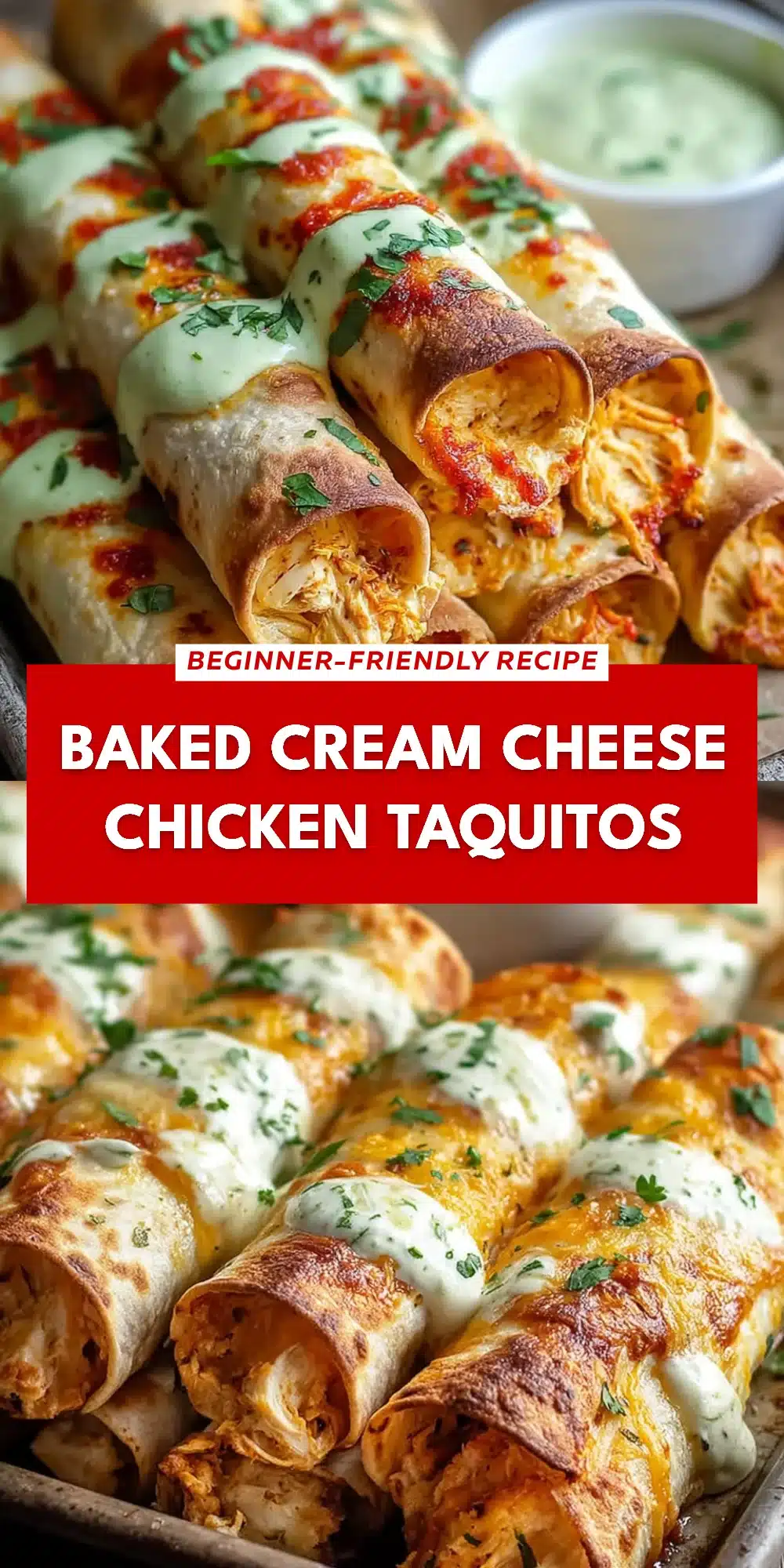 Baked Cream Cheese Chicken Taquitos