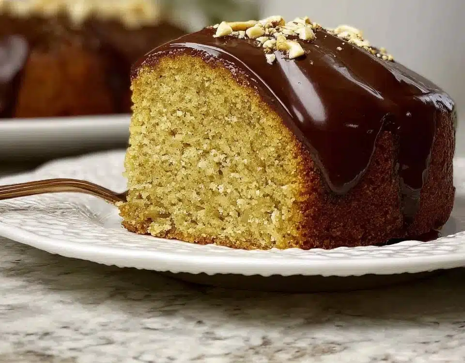 Delicious slice of Banana Olive Oil Cake with a moist texture and golden crust
