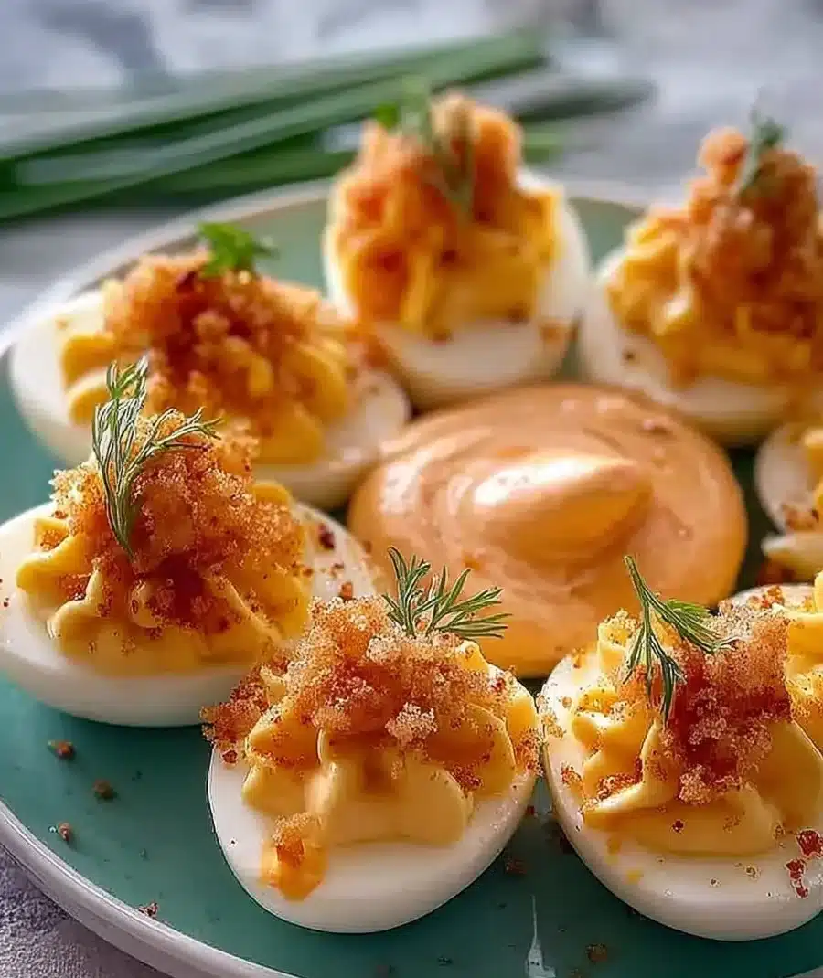 Creamy Bang Bang Shrimp Deviled Eggs