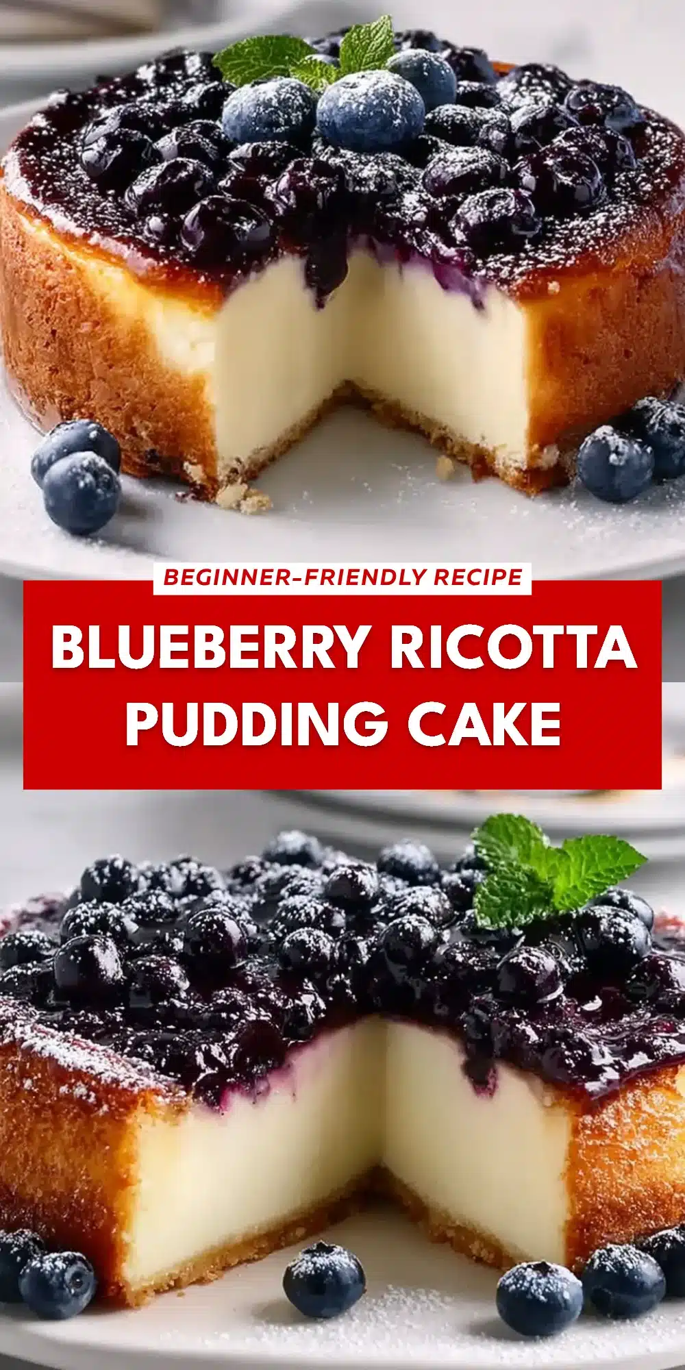 Blueberry Ricotta Pudding Cake