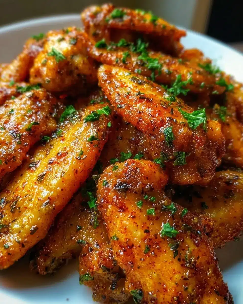 Delicious butter chicken wings served with garnishes