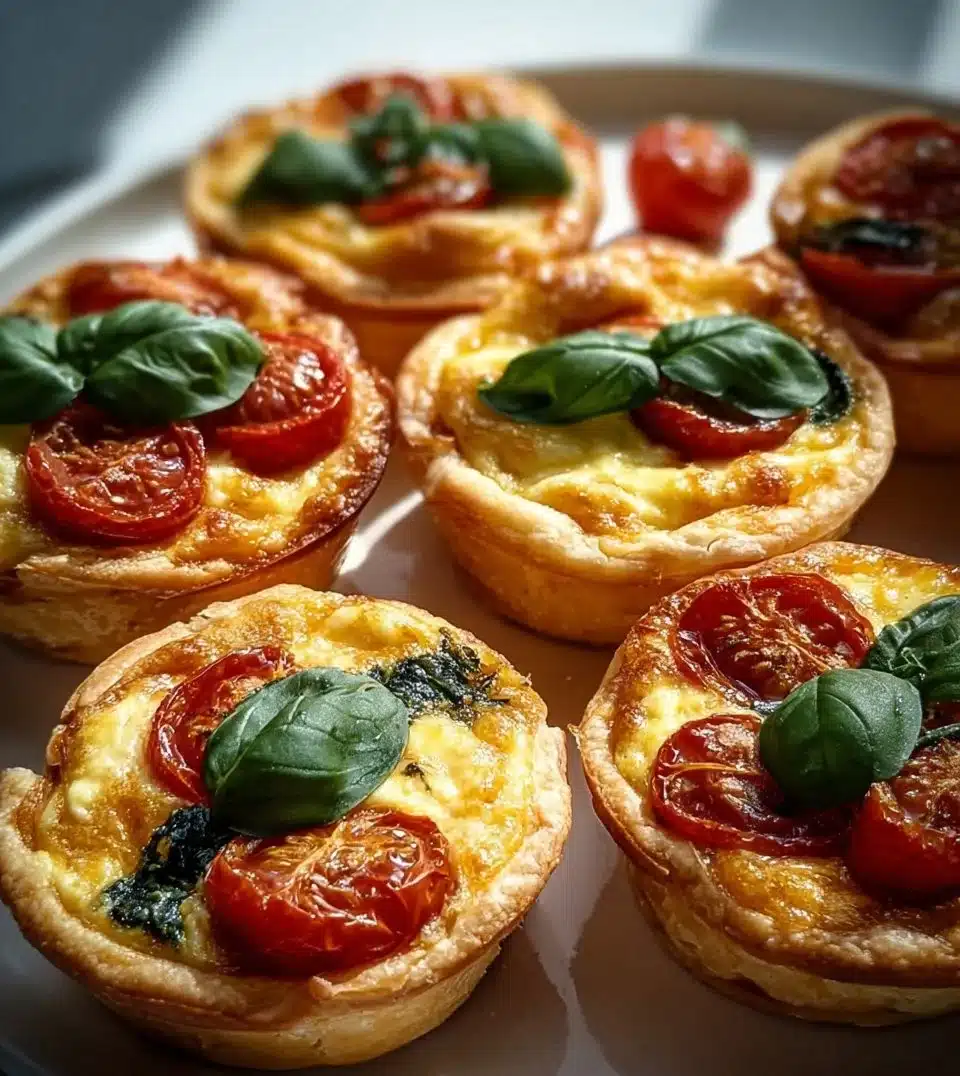 Caprese Mini Quiches: Tomato, Mozzarella & Fresh Basil