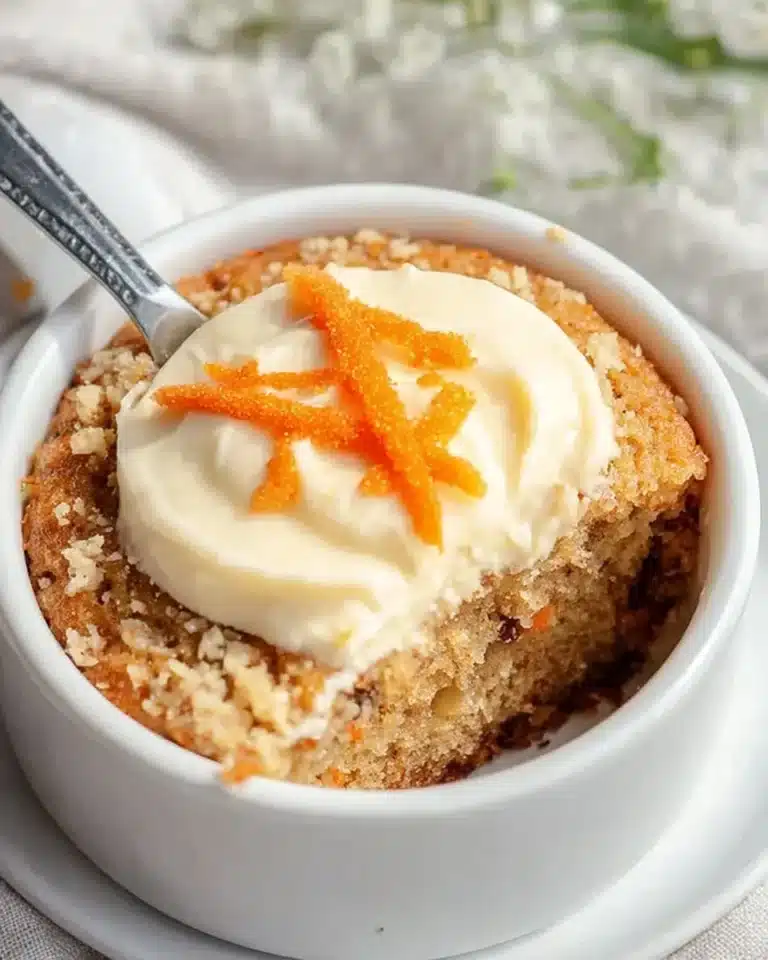Delicious carrot mug cake served in a cozy mug