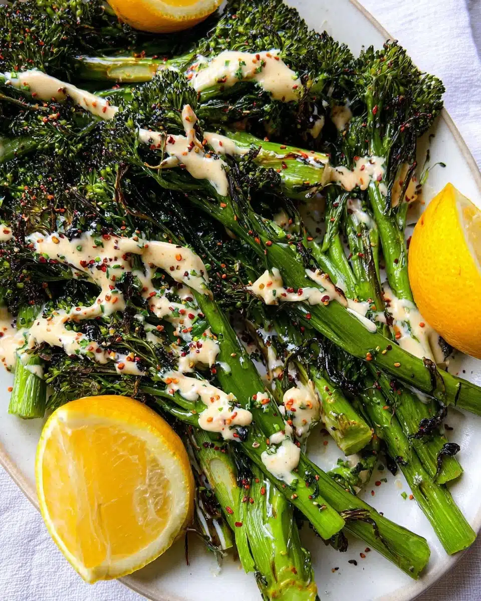 Deliciously charred broccolini served as a vibrant side dish