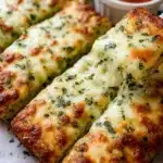 Cheesy herb zucchini breadsticks served on a plate
