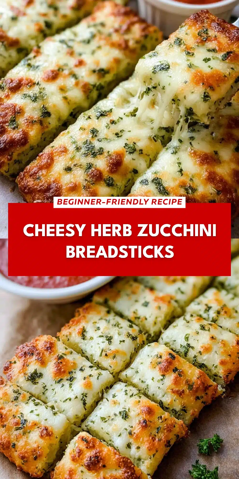Cheesy Herb Zucchini Breadsticks