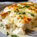 Delicious Chicken Enchiladas topped with cheese and fresh cilantro