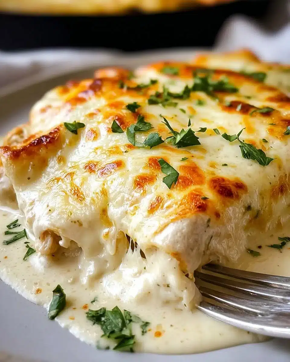 Delicious Chicken Enchiladas topped with cheese and fresh cilantro