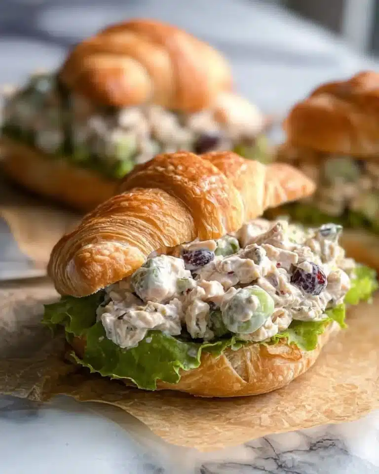 Delicious chicken salad croissants ready to be served.