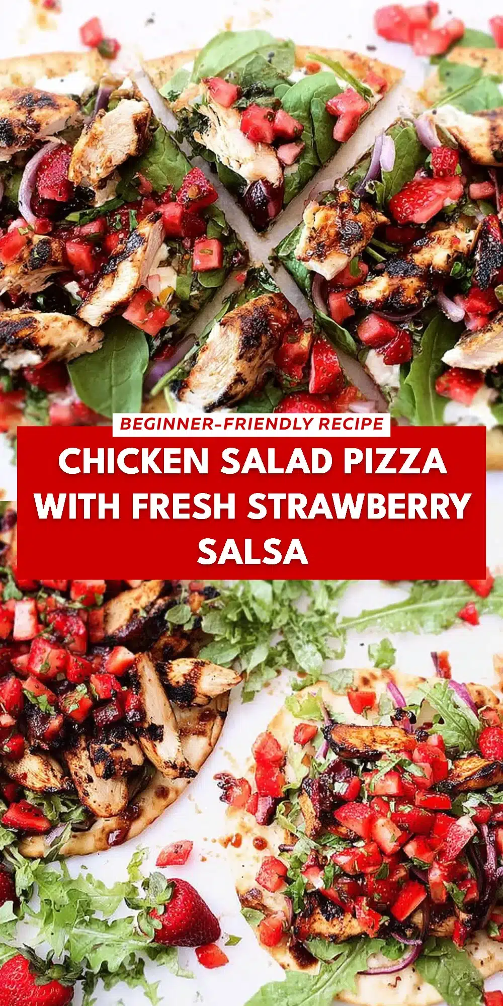 Chicken Salad Pizza with Fresh Strawberry Salsa