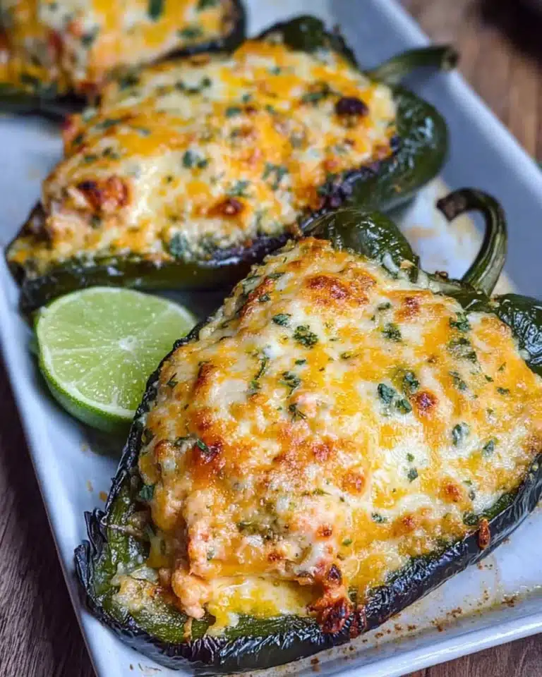 Delicious chicken stuffed poblano peppers ready to be served