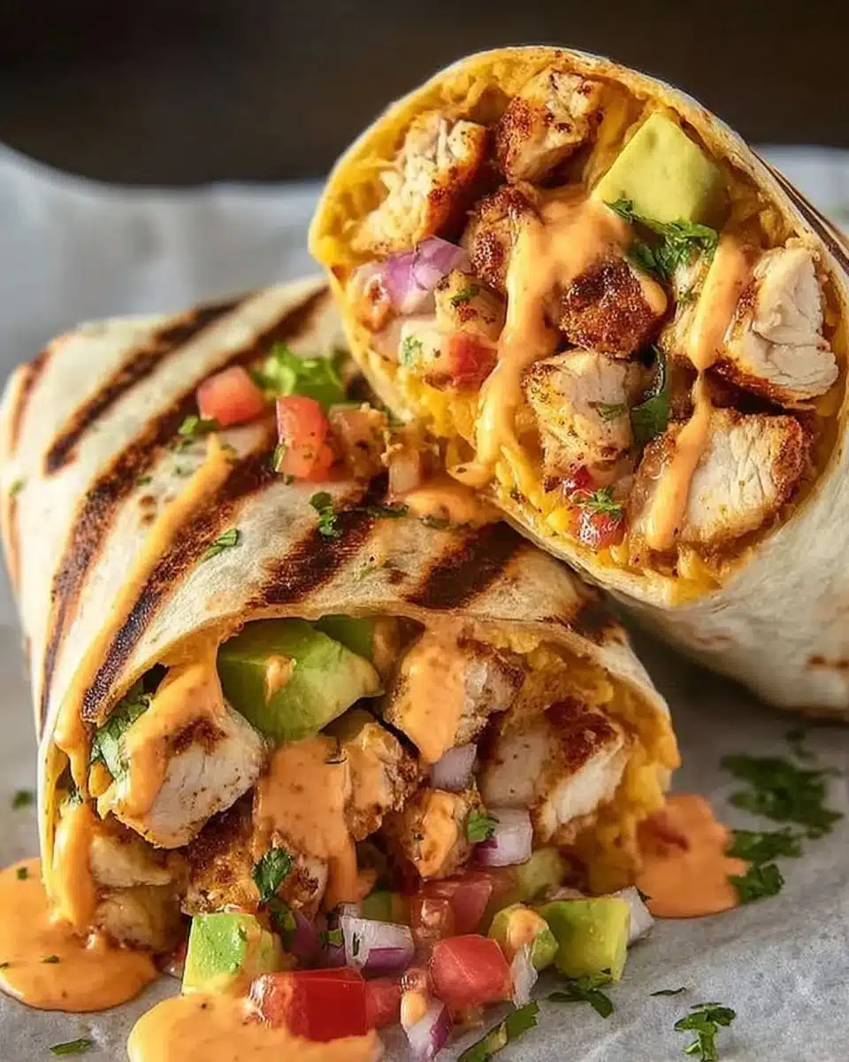 Chipotle Ranch Grilled Chicken Burrito with fresh ingredients and flavors