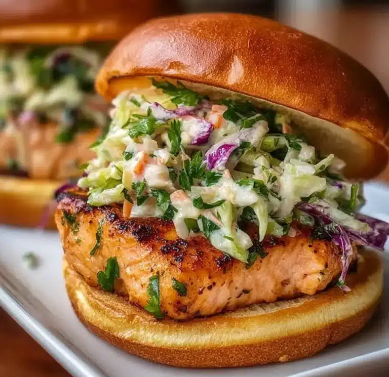 Delicious chipotle salmon burgers garnished with fresh ingredients