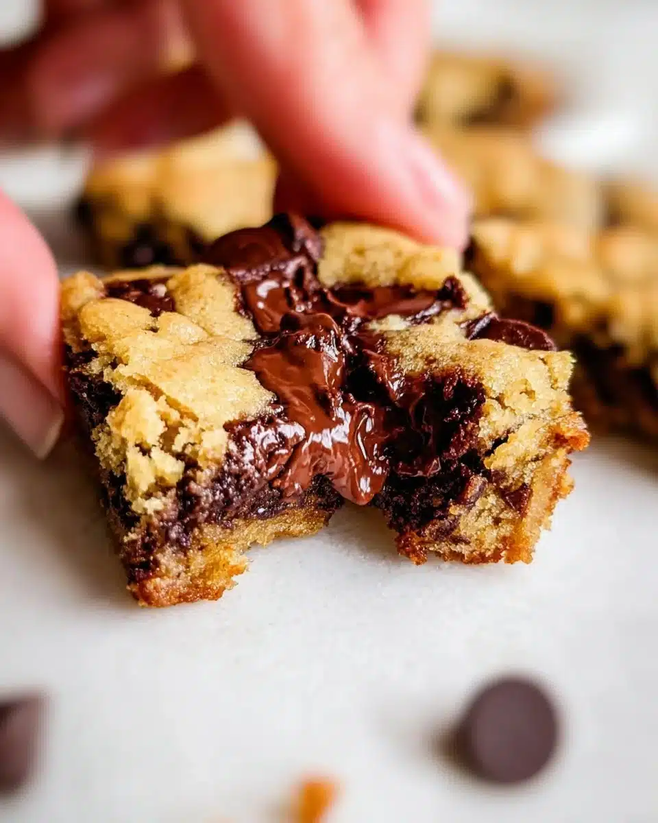 Delicious chocolate chip cookie bars baked to perfection