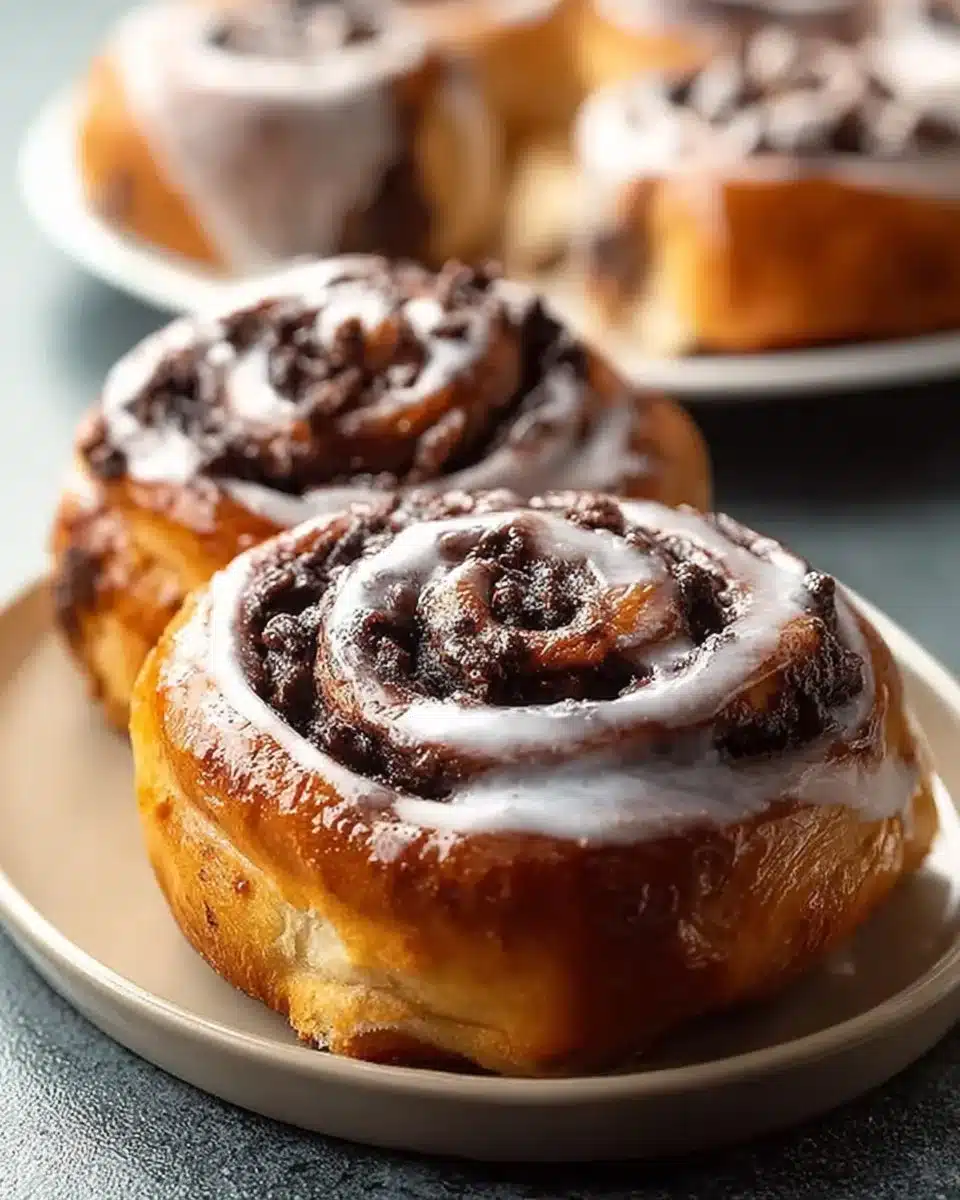 Delicious Chocolate Espresso Rolls on a wooden table