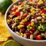Colorful Cowboy Caviar salad with beans and vegetables in a bowl