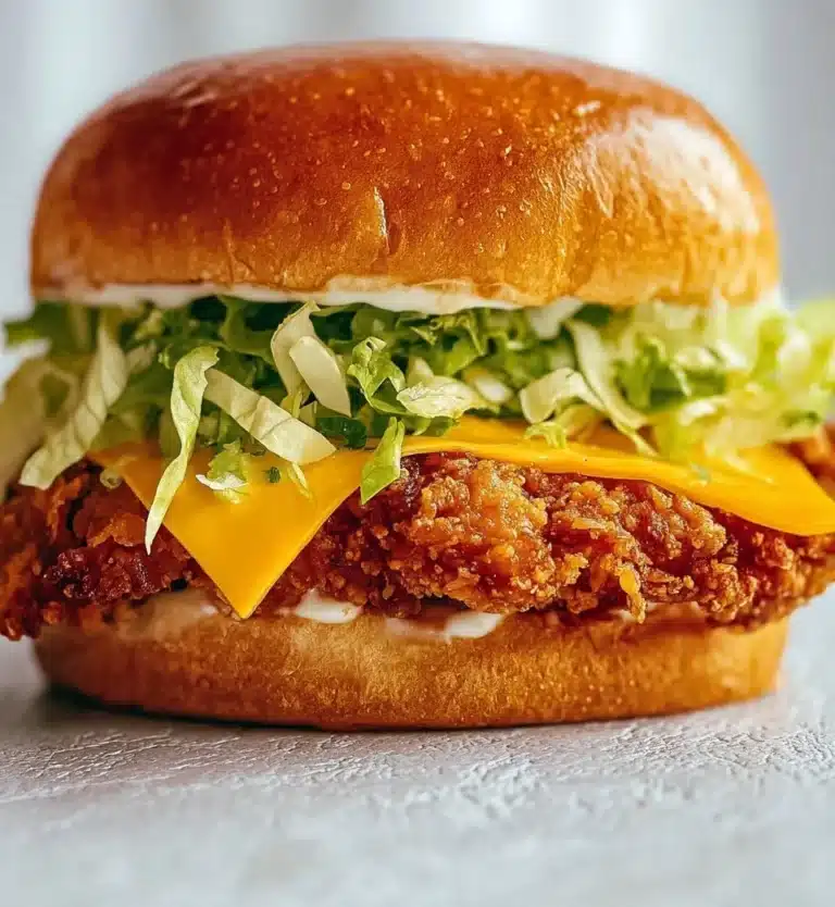 Delicious crispy chicken burger with lettuce and tomato on a bun