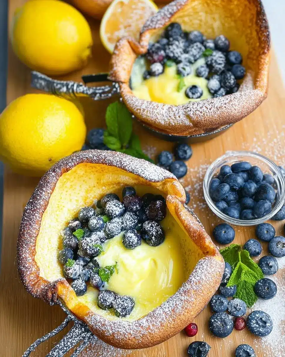 Dutch Babies with Lemon Curd and Blueberries