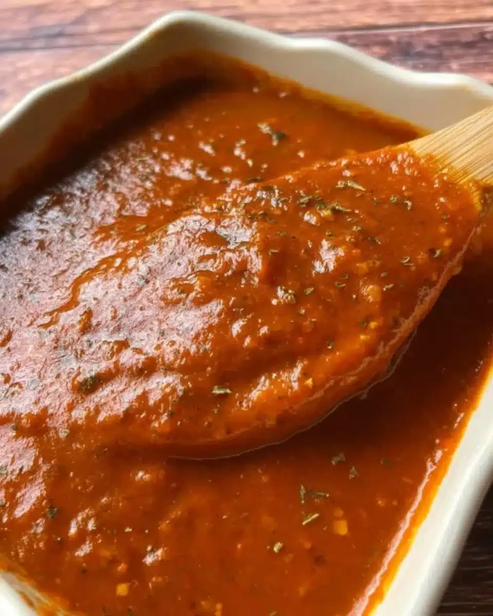 Homemade enchilada sauce in a bowl, ideal for Mexican recipes