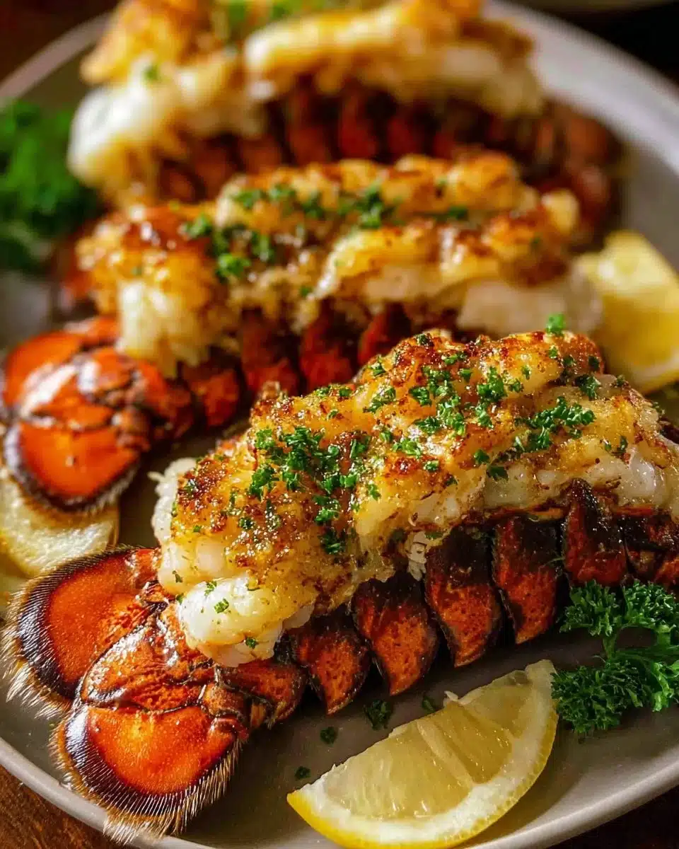 Garlic Butter Broiled Lobster Tails