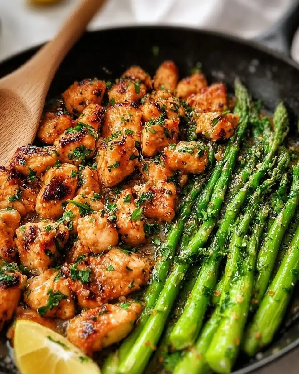 Garlic Butter Chicken Bites with Asparagus