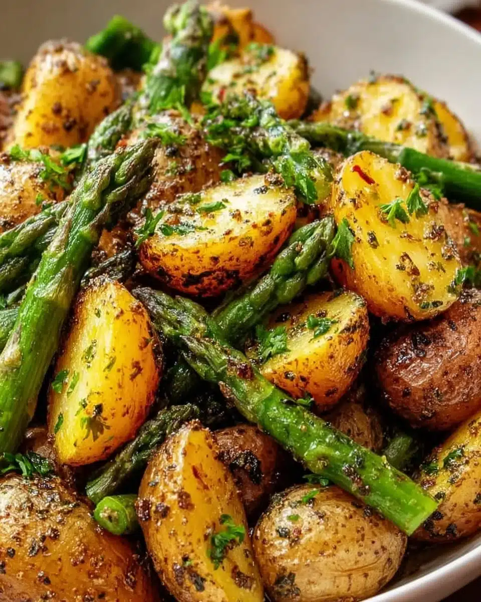 One-Pan Garlic Herb Roasted Potatoes and Asparagus