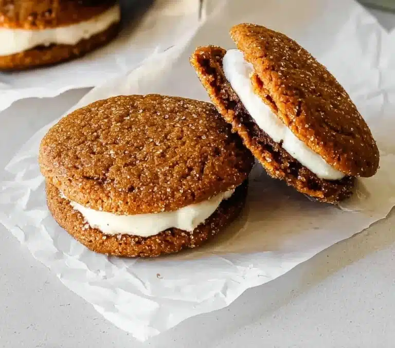 Freshly baked ginger whoopie pies with creamy filling