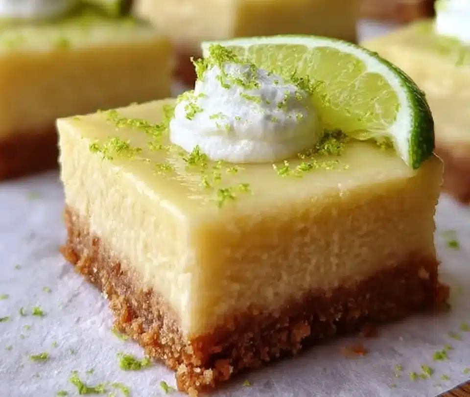 Key Lime Pie Bars with a graham cracker crust and lime filling