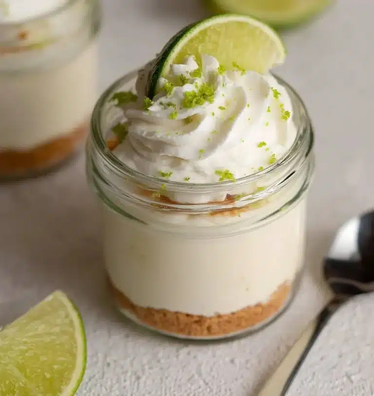 Delicious Key Lime Pie Mason Jar dessert with whipped cream and lime zest