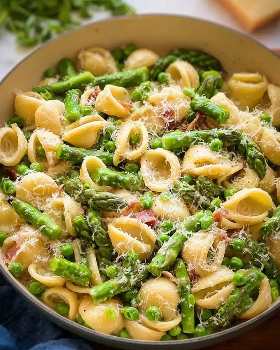 Creamy Lemon Asparagus Pasta with Peas & Parmesan