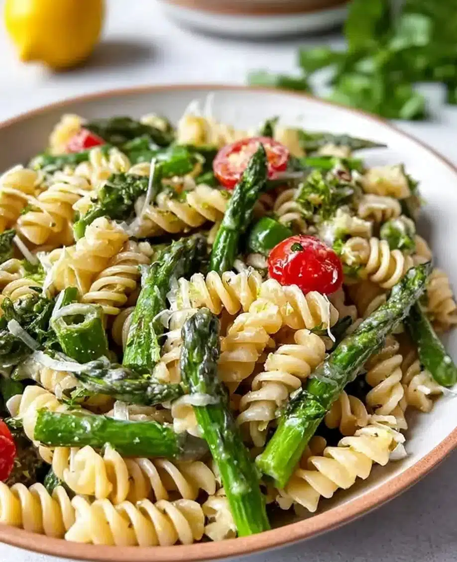 Creamy Lemon Asparagus Pasta Salad
