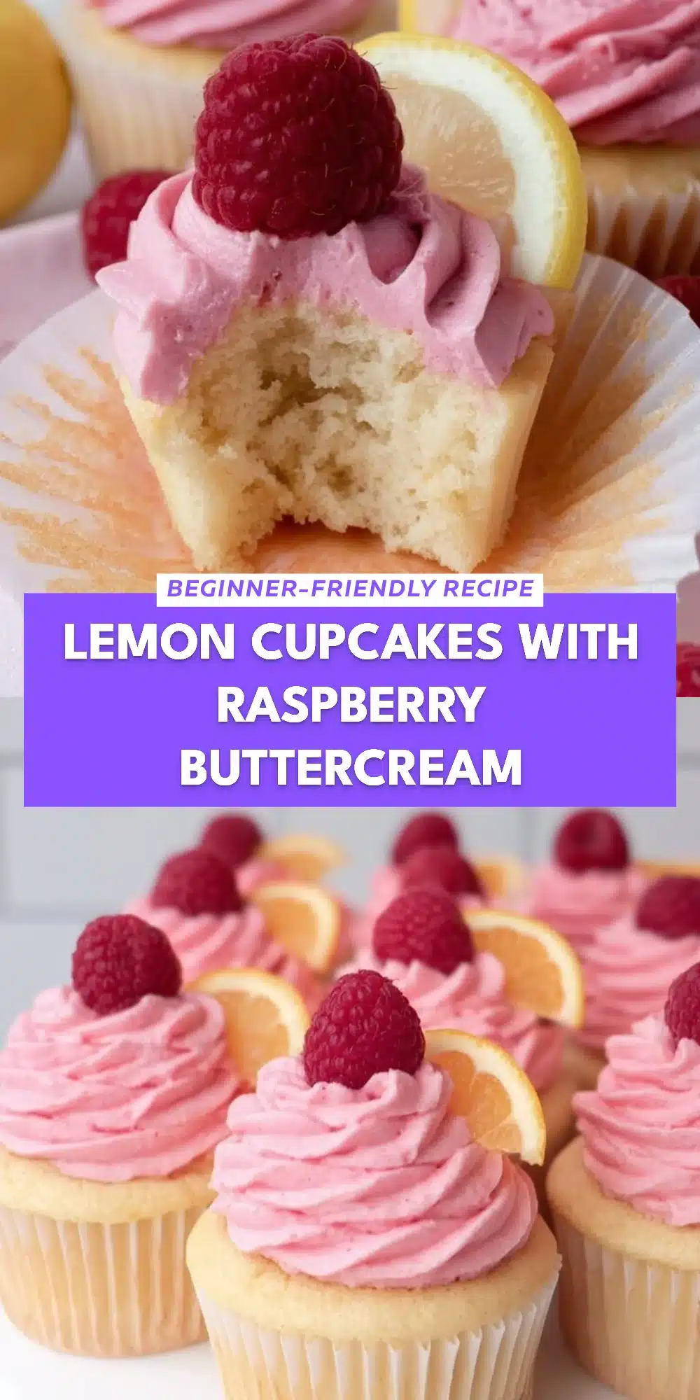 Lemon Cupcakes with Raspberry Buttercream