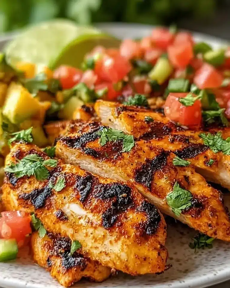 Delicious plate of Lime Chicken Fiesta garnished with fresh herbs