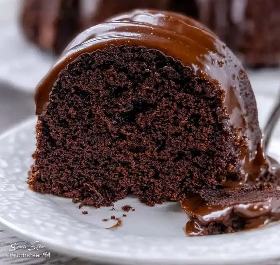 Mexican Chocolate Bundt Cake with a rich chocolate glaze and spices.