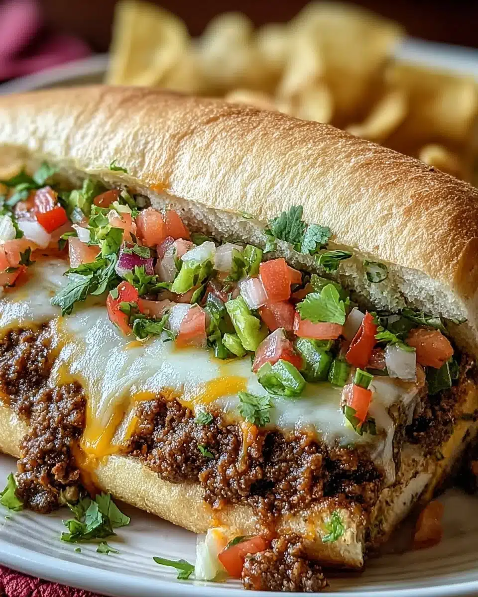 Mexican Chopped Cheese Sandwich with flavorful ingredients and melted cheese