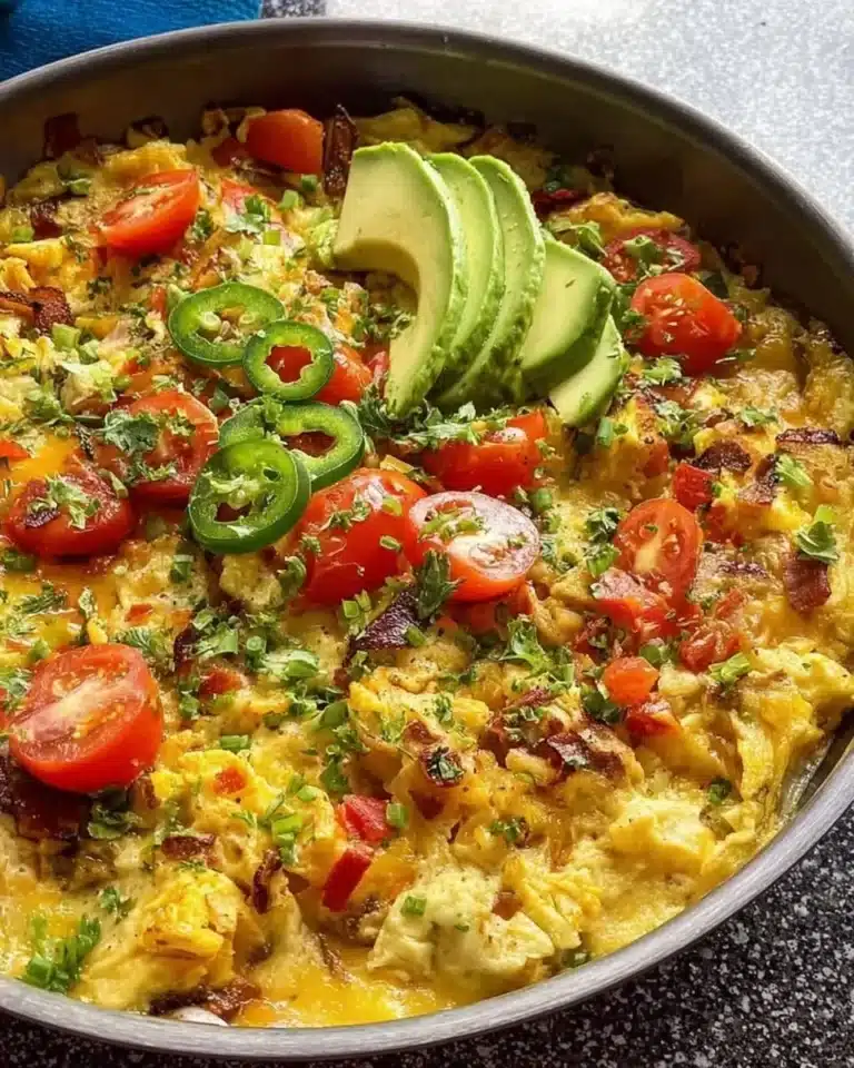 Delicious plate of homemade migas with crispy bread and eggs