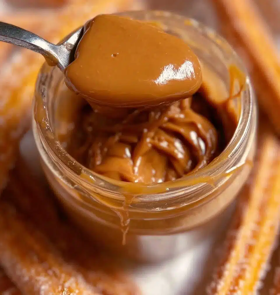 Delicious homemade milk caramel drizzled over desserts