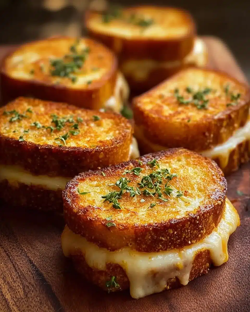 Mini Baked Grilled Cheese sandwiches on a platter