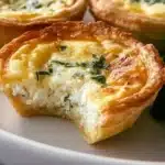 Mini cheese quiches served on a platter, ideal for appetizers or snacks.