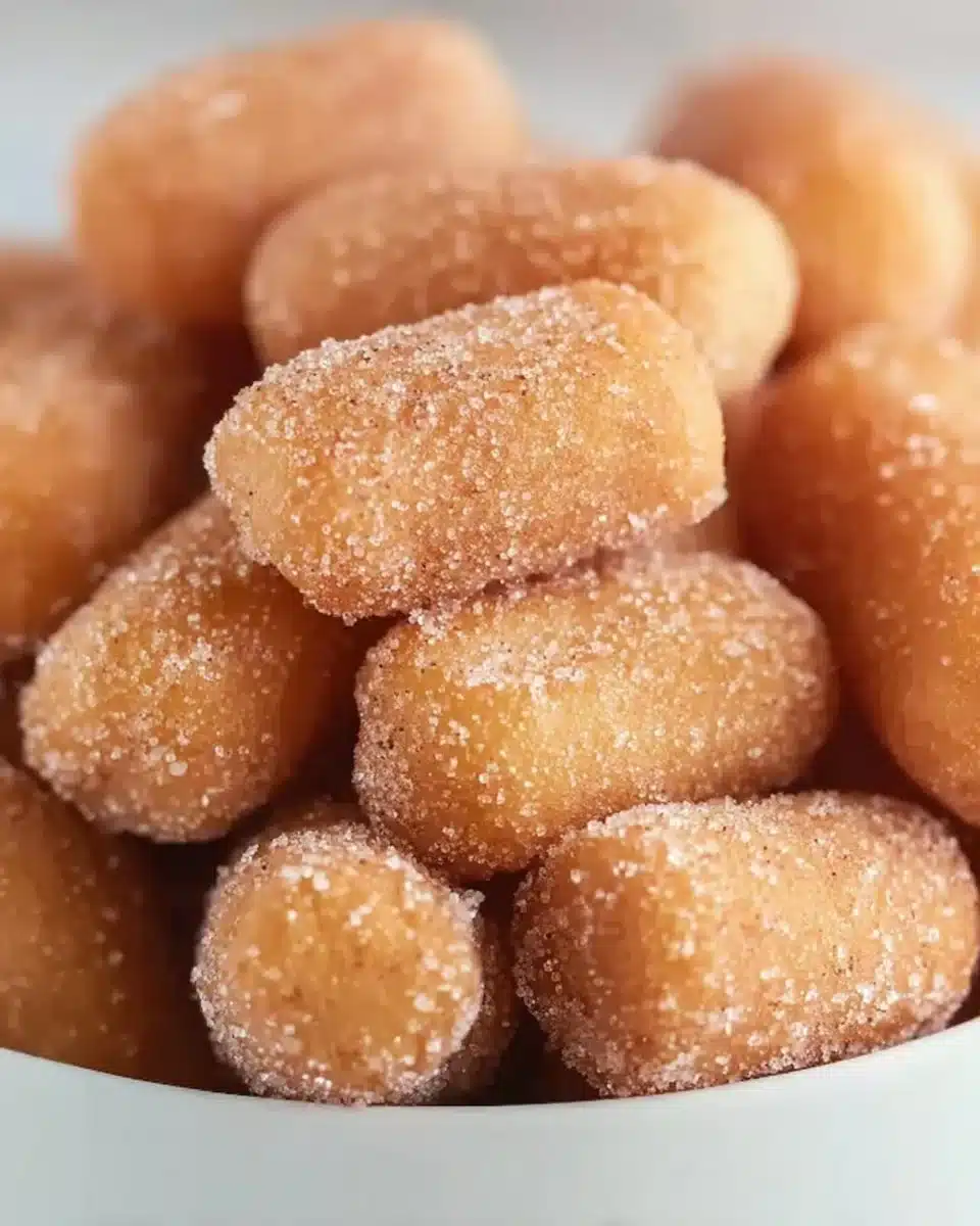 Delicious mini churro bites dusted with cinnamon sugar