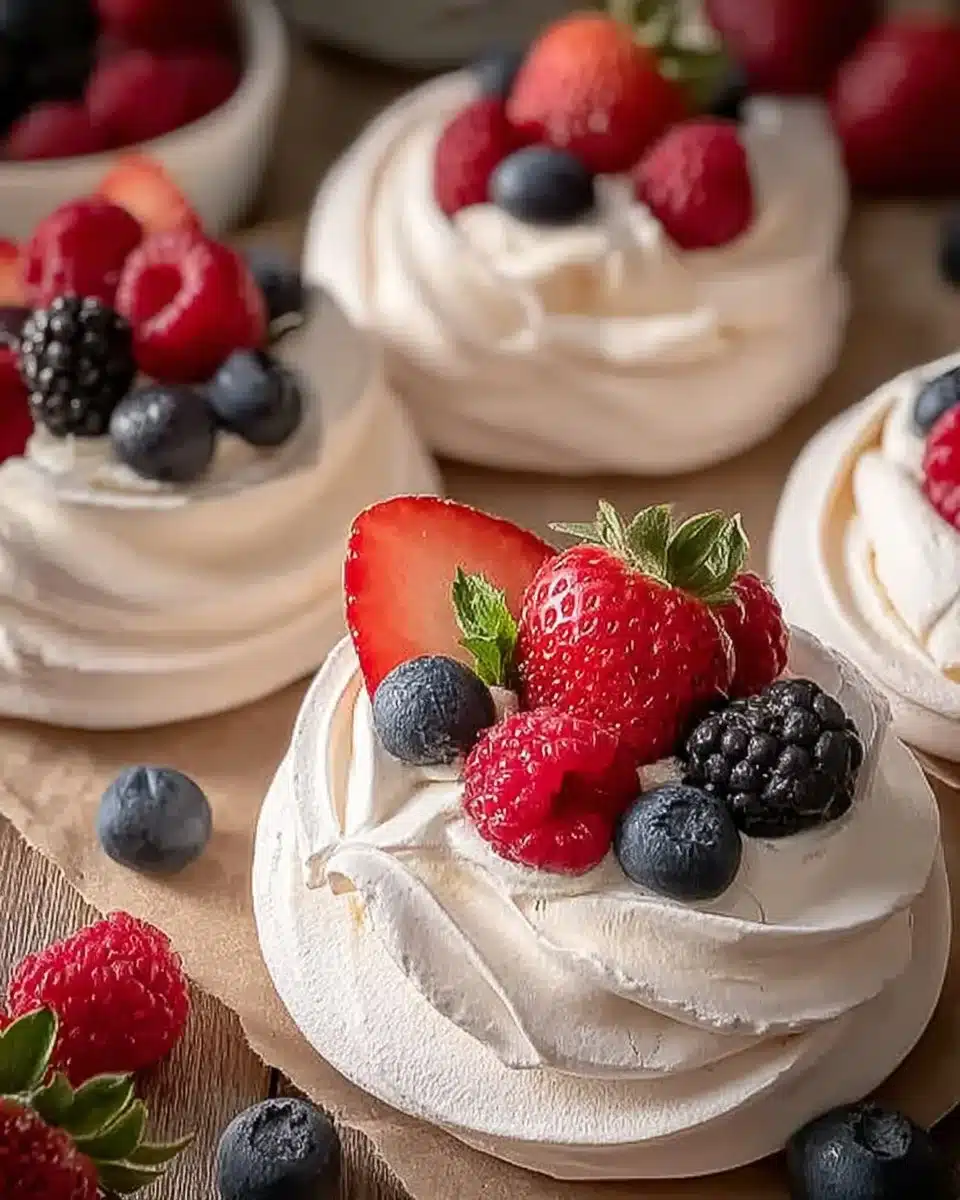 Mini Pavlovas with Fresh Berries