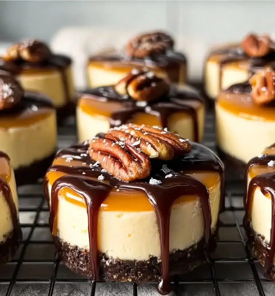 Quick Mini Turtle Cheesecakes