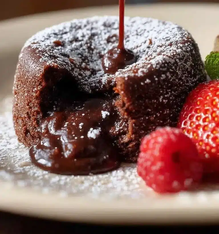 Delicious molten lava cake with a rich chocolate center