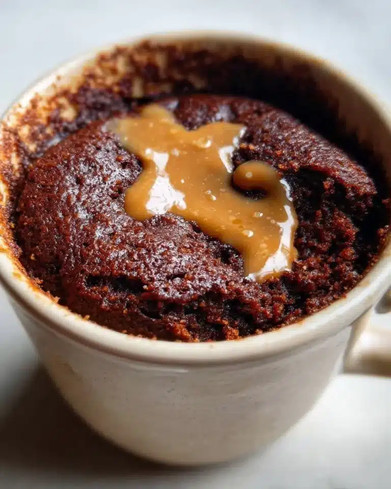 Delicious homemade mug cake in a ceramic mug