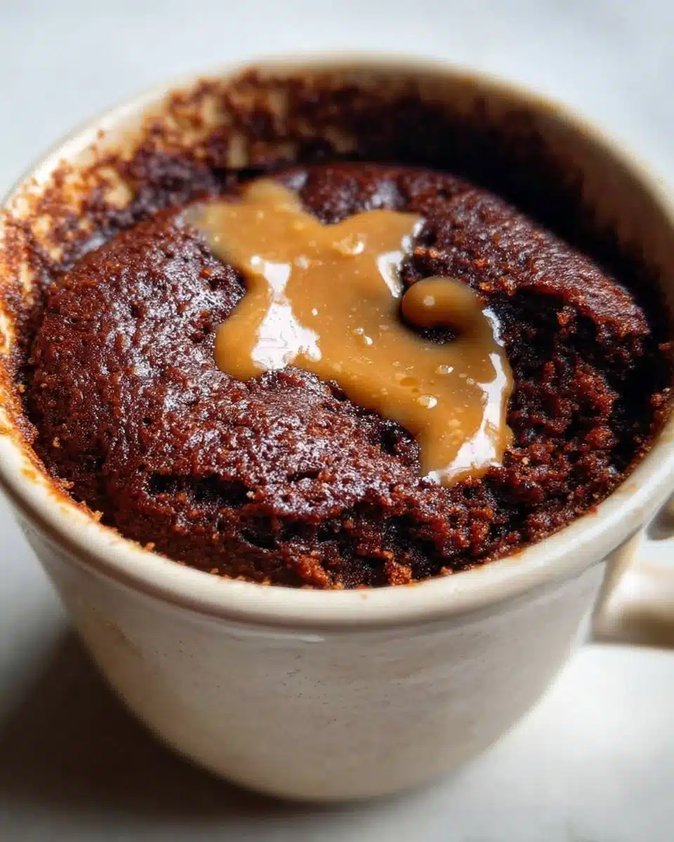 Delicious homemade mug cake in a ceramic mug