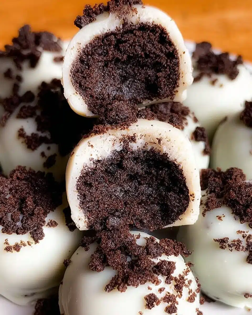 Delicious homemade Oreo Truffles arranged on a plate.